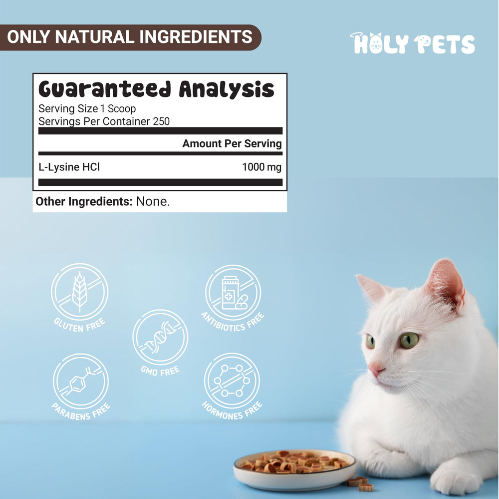 Holy Pets L-Lysine powder is suitable for multi-cat households.