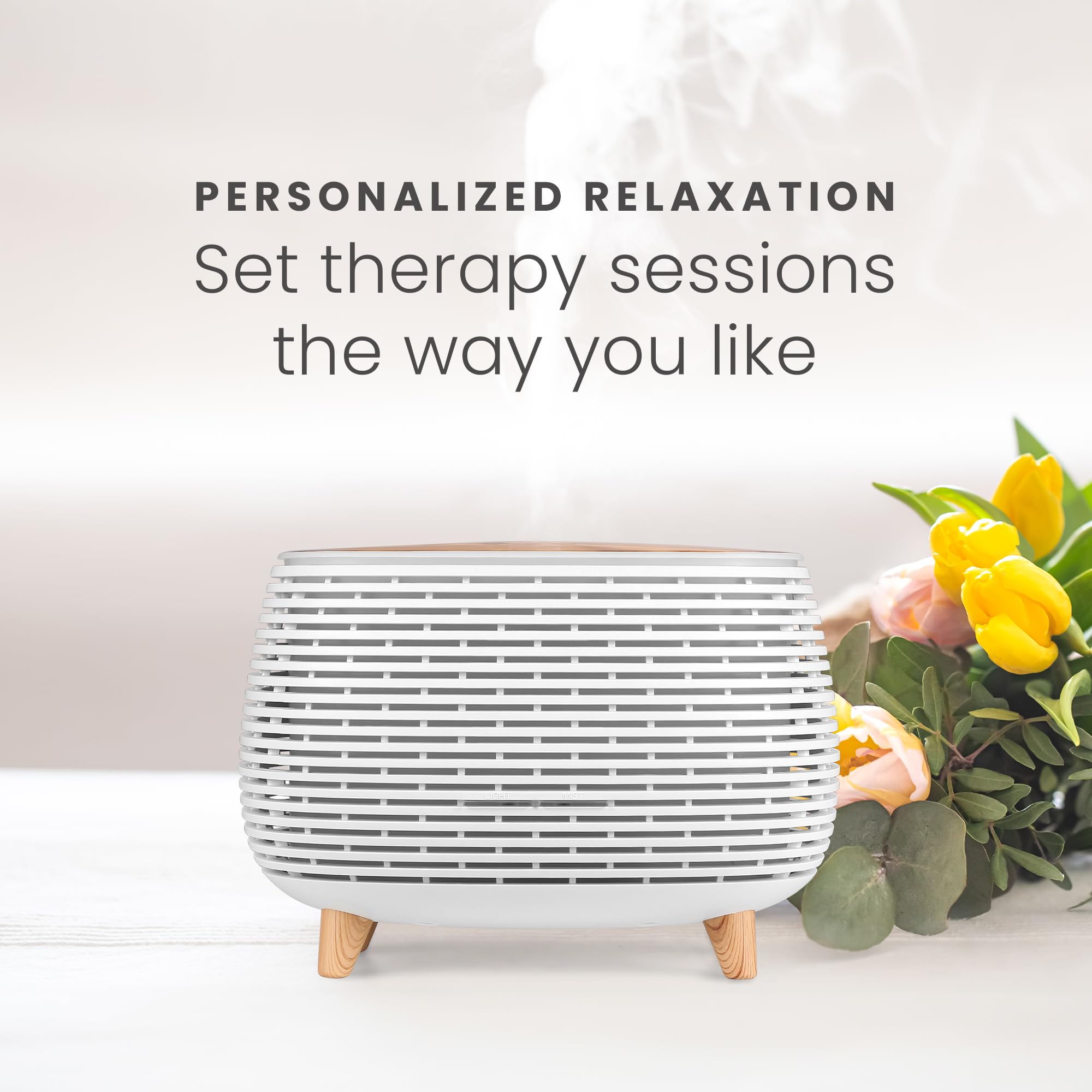 HŌM diffuser in a living room creates inviting home ambiance and relaxation.