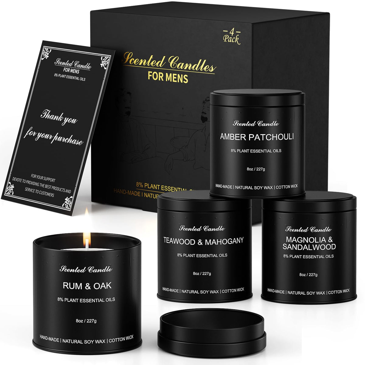 HOMAMAMOON Amber Patchouli candle in matte tin for refined living spaces.