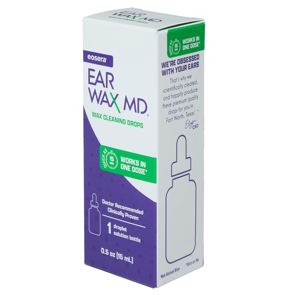 Home use scene with person applying eosera drops before shower.