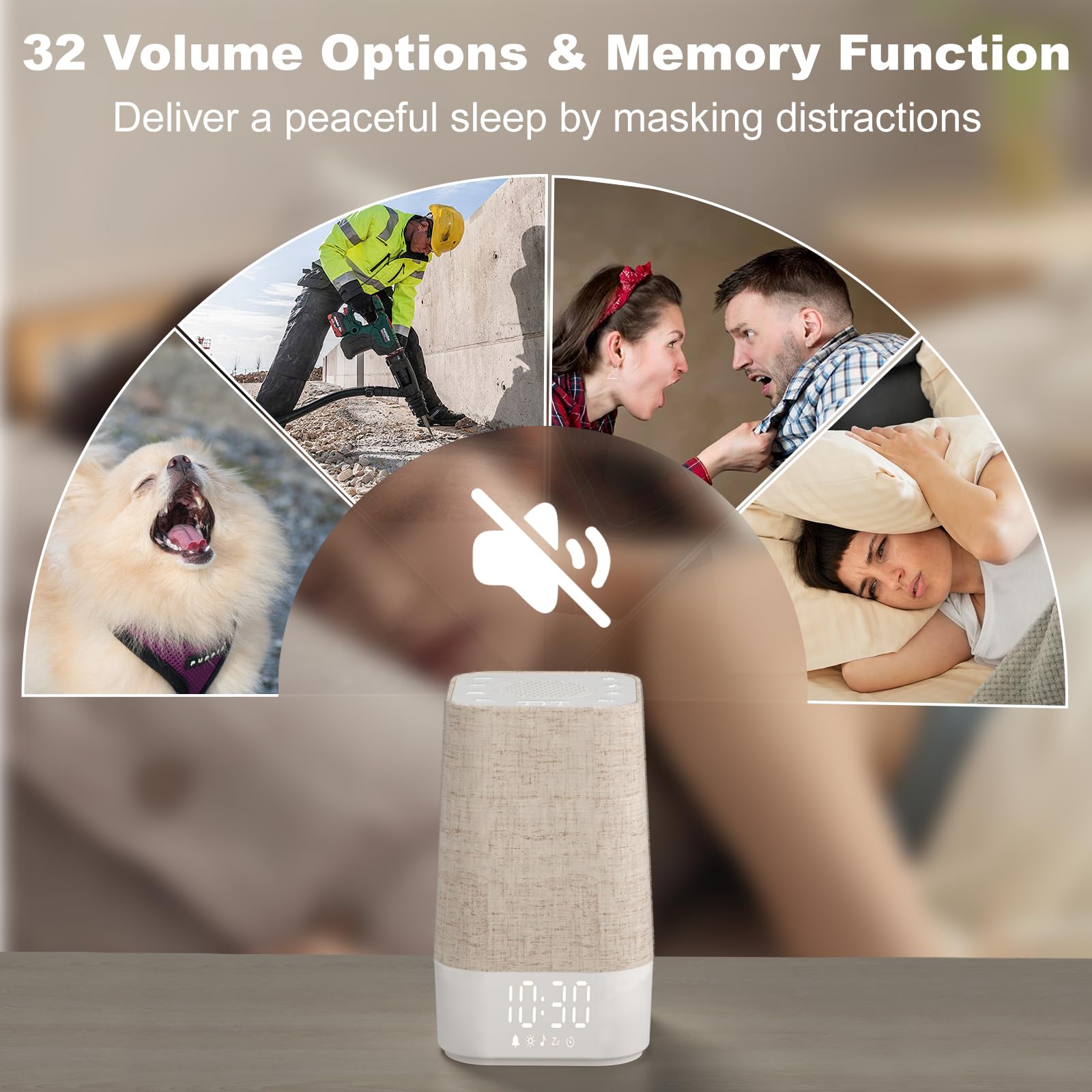 HOMEBEST Sunrise Alarm Clock with soft fabric cover adds a cozy bedside touch.