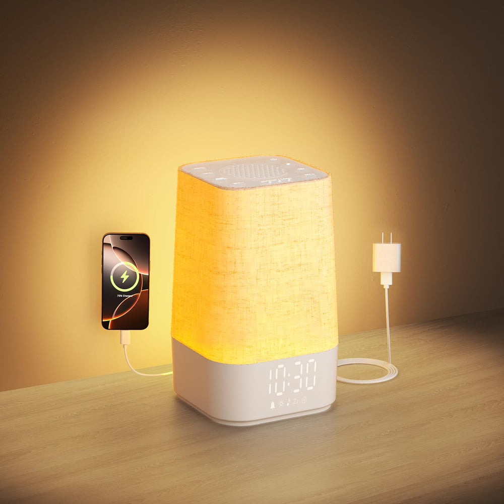 HOMEBEST Sunrise Alarm Clock front view with gradual sunrise for gentle mornings.