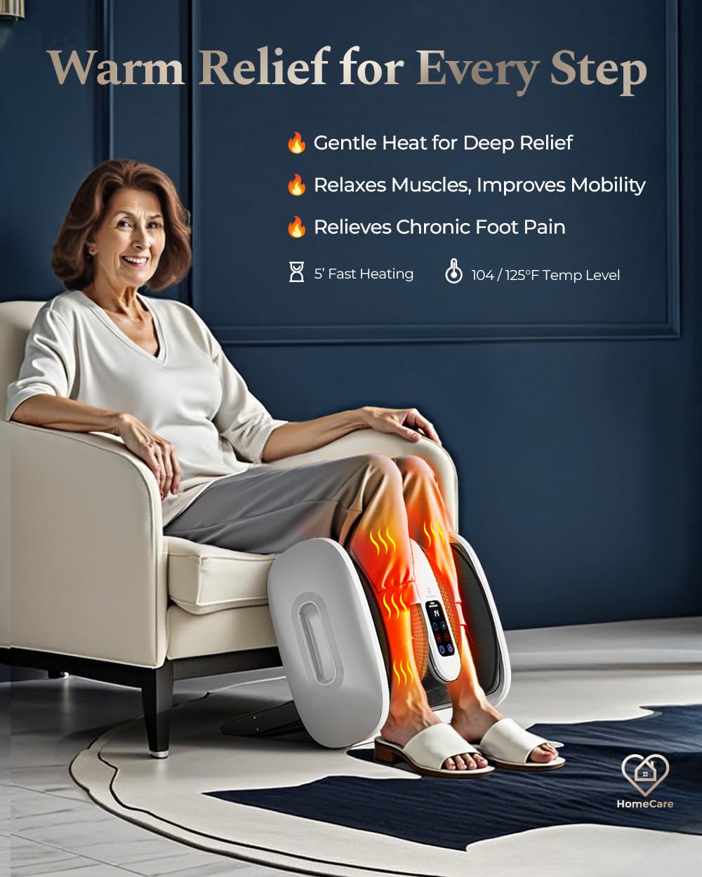 HomeCare Foot Massager ergonomic cradle supporting feet and calves comfortably