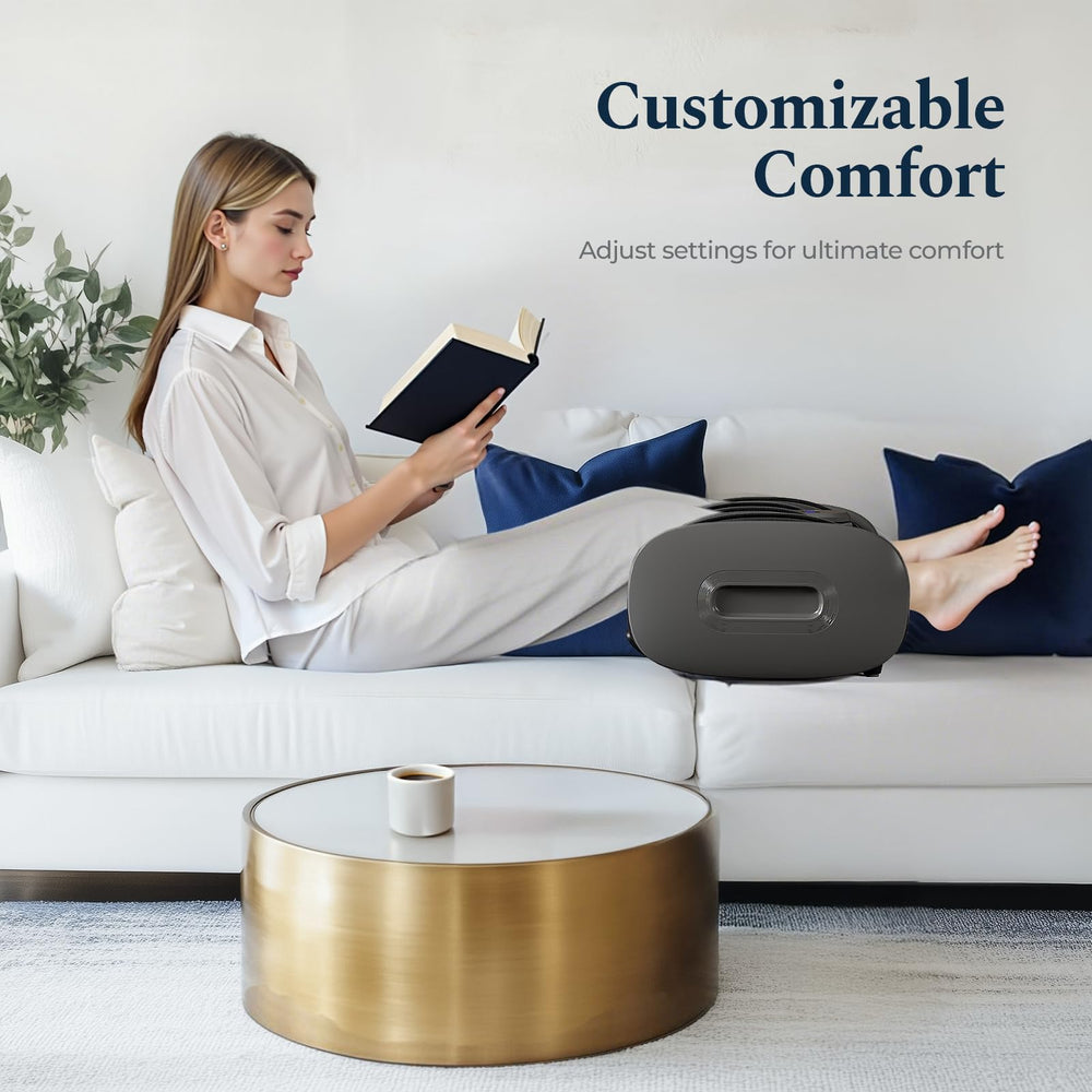 Detachable foot sleeves on HomeCare massager for quick cleaning.