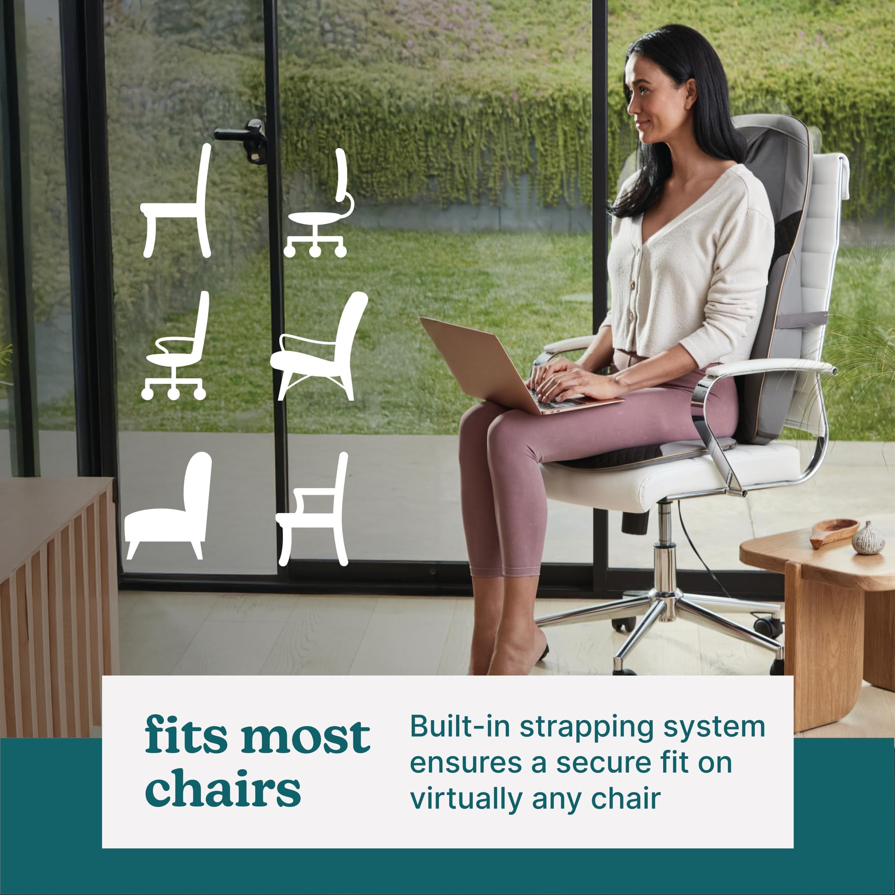 Compact design of HoMedics cushion ready for home or office use
