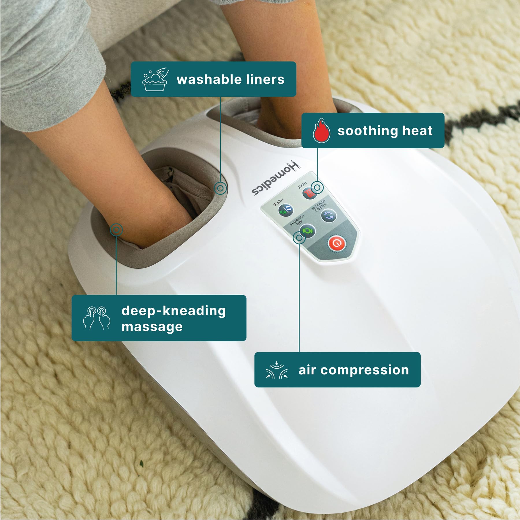 Homedics foot massager with soothing heat for warm comfort