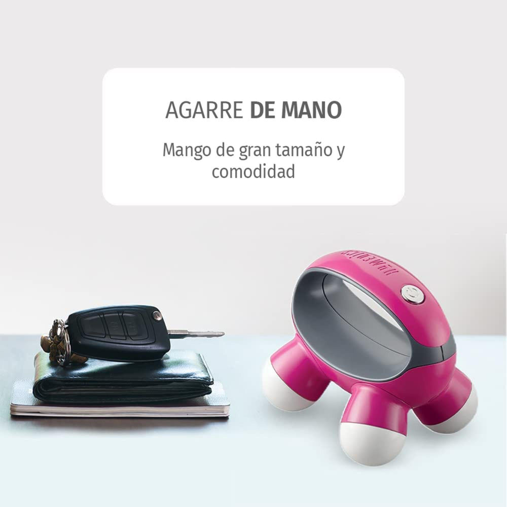 HoMedics Quatro Mini funciona con pilas AAA incluidas para uso inmediato