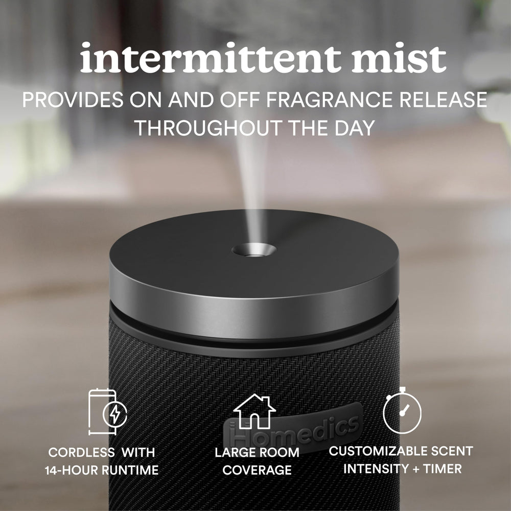 Homedics SereneScent diffuser battery indicator shows cordless operation