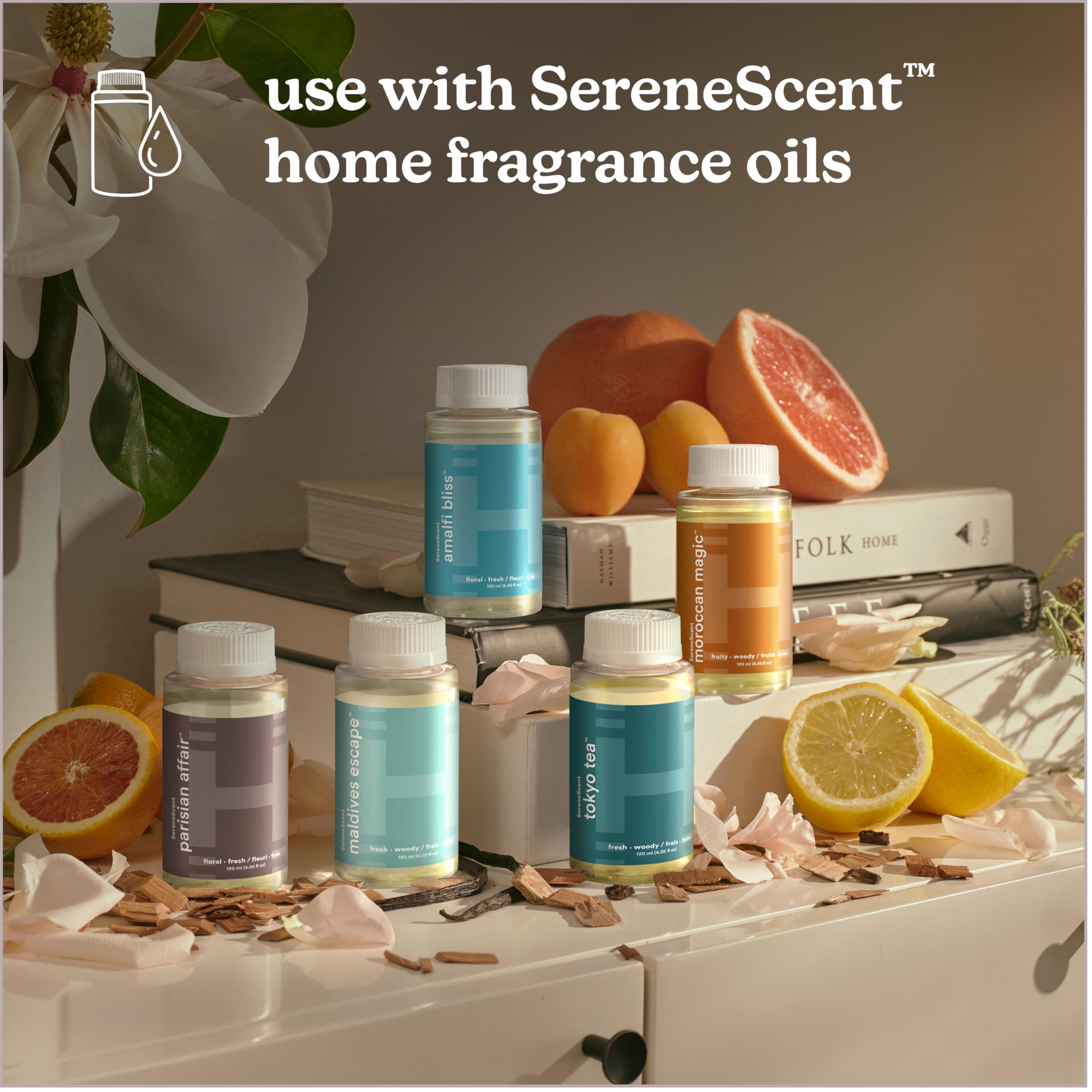 Homedics SereneScent champagne-finish diffuser adds modern style while dispersing fragrance