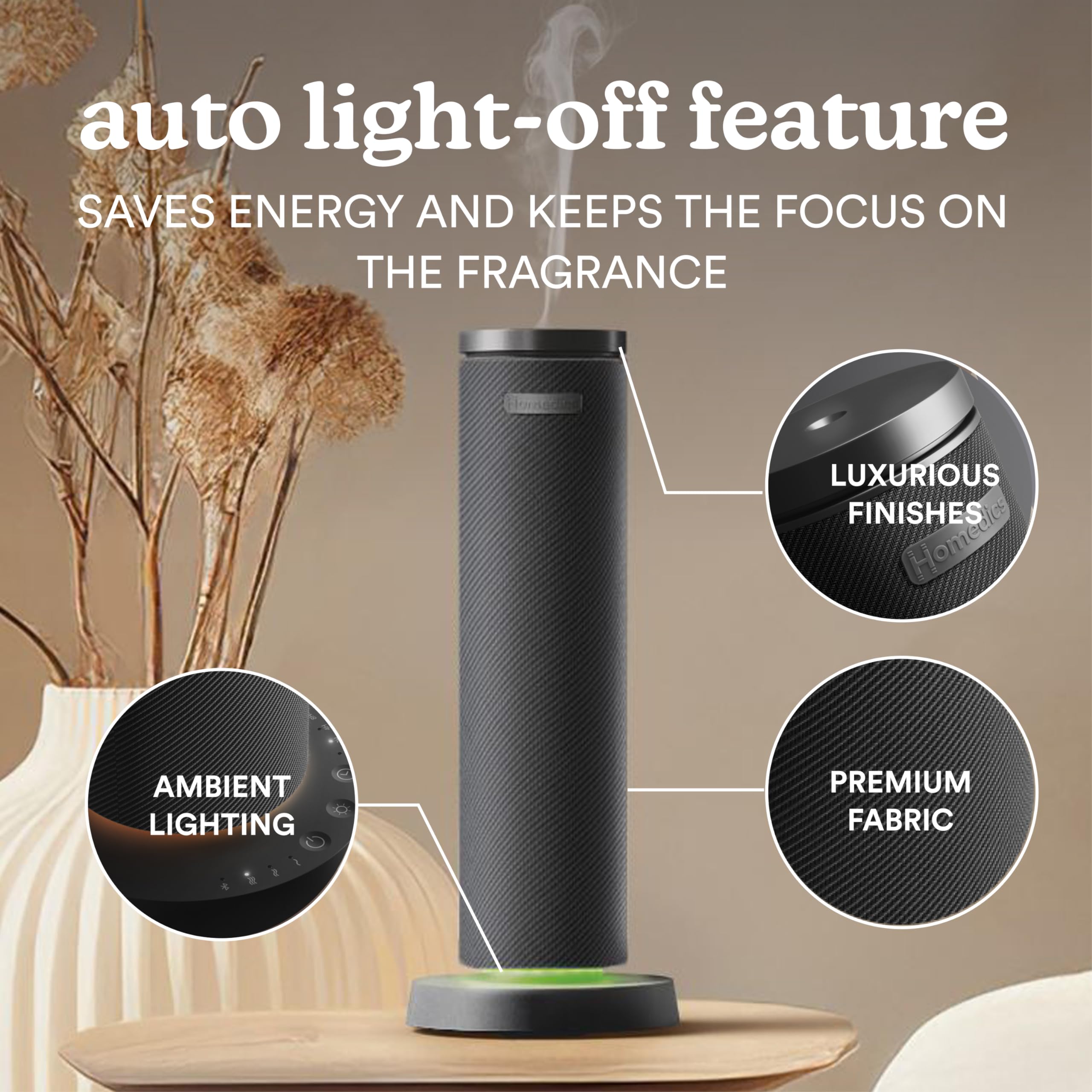 Homedics SereneScent diffuser with 3 mist levels for customizable scent