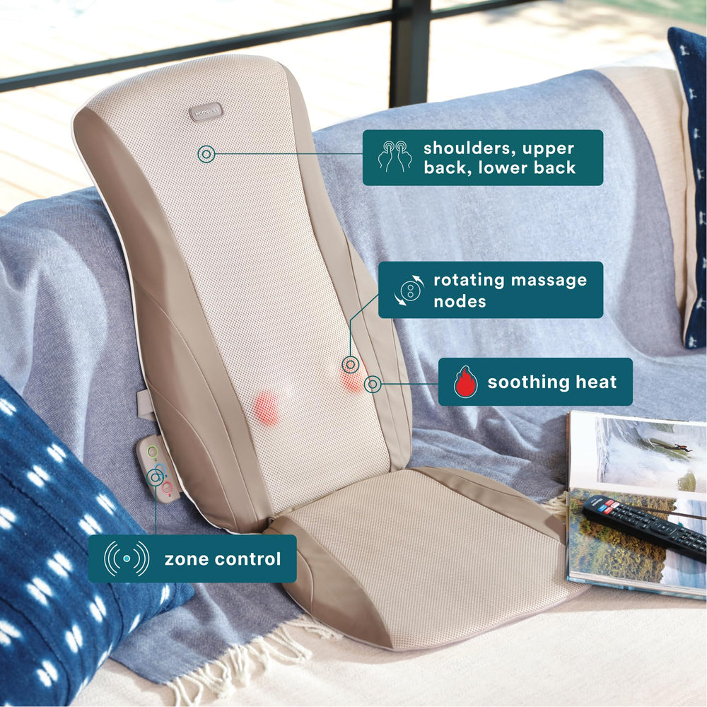 Homedics Shiatsu cushion on chair highlighting massage nodes