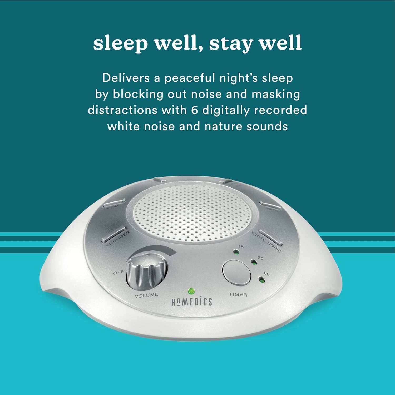 Homedics SoundSleep auto-off timer demonstrates flexible duration