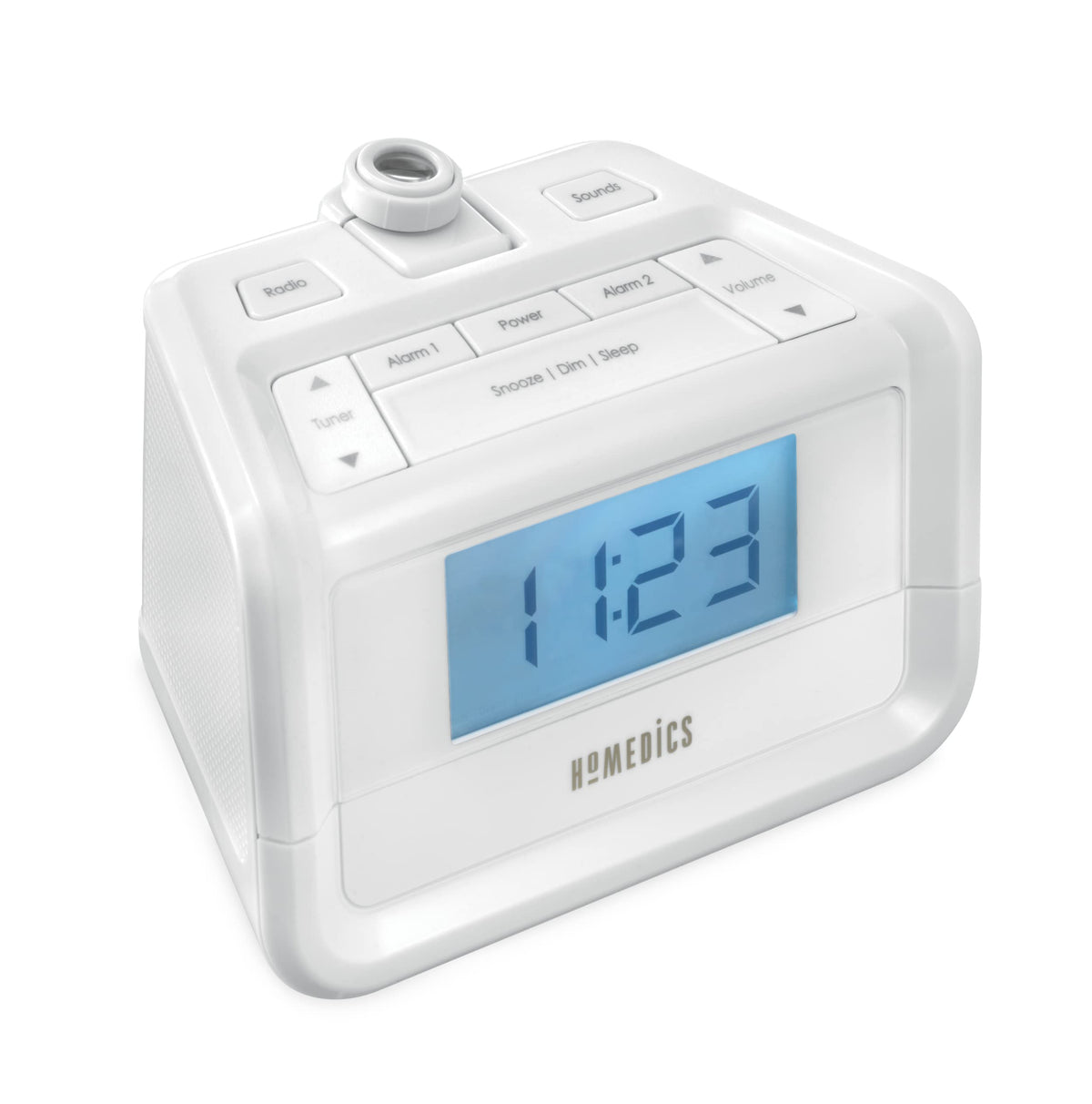HoMedics SoundSpa front view with clear LED clock for easy wake-ups.
