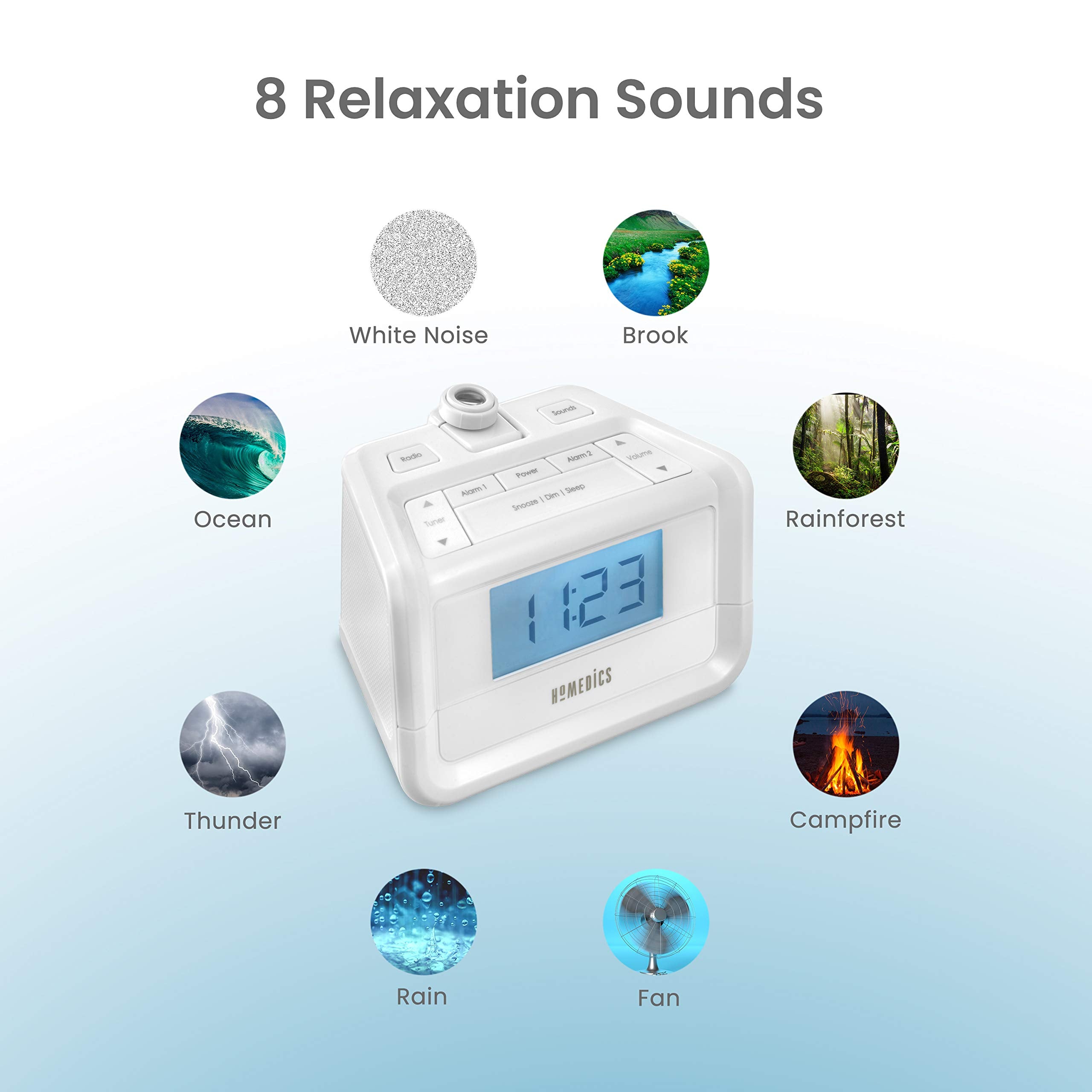 HoMedics SoundSpa white-noise sound supports focus and quiet evenings.