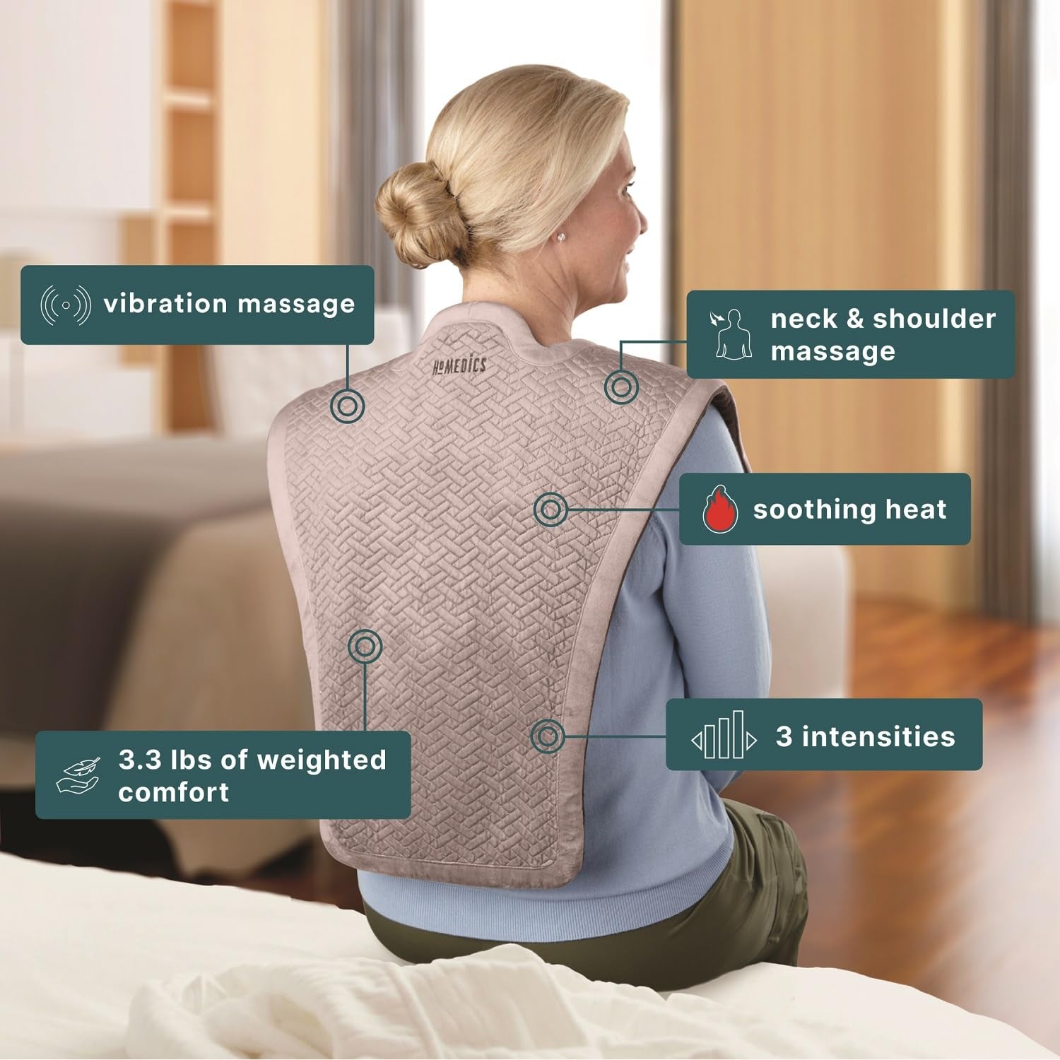 Homedics two-speed control panel for customizable massage intensity