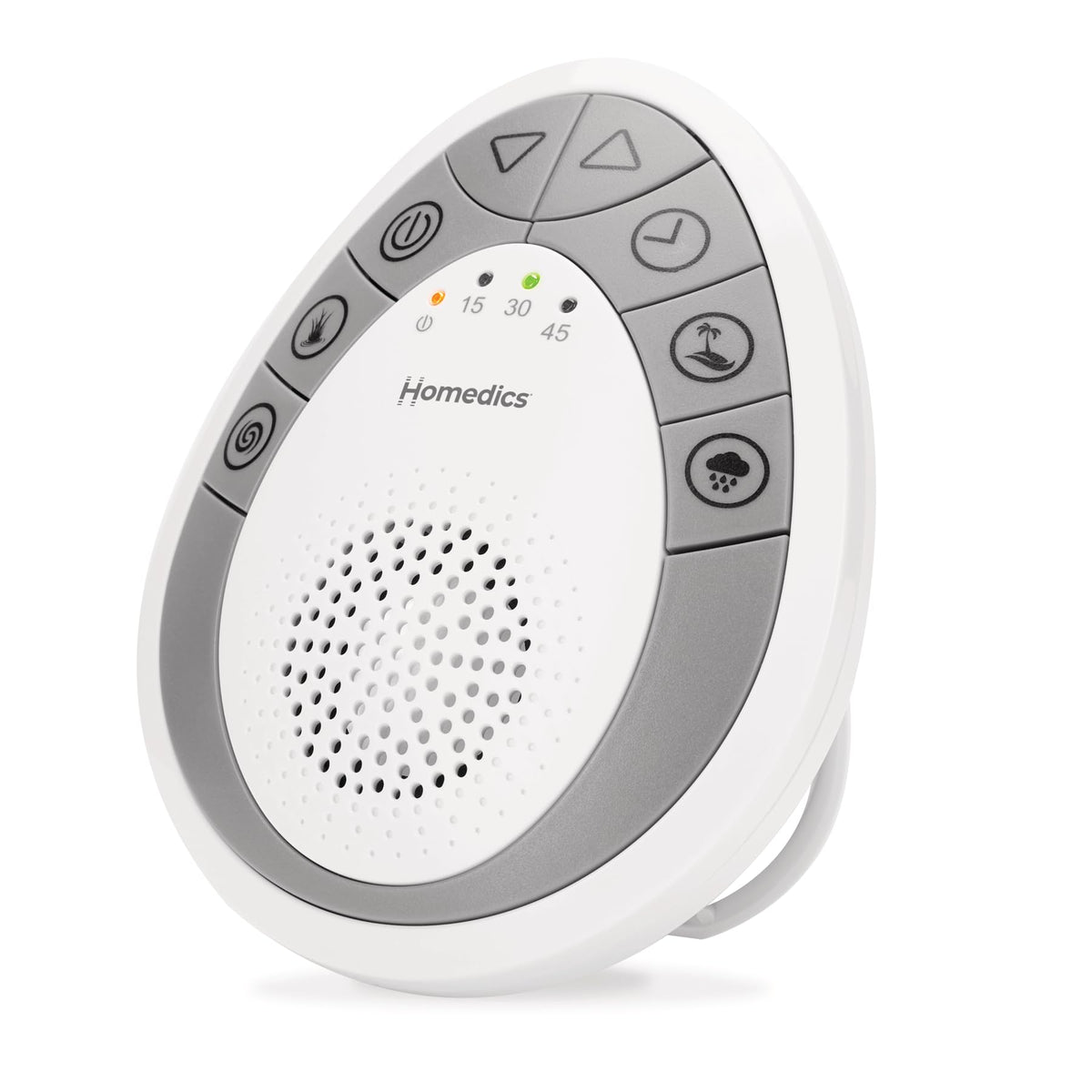 Homedics white noise sound machine in compact travel size for sleep on the go
