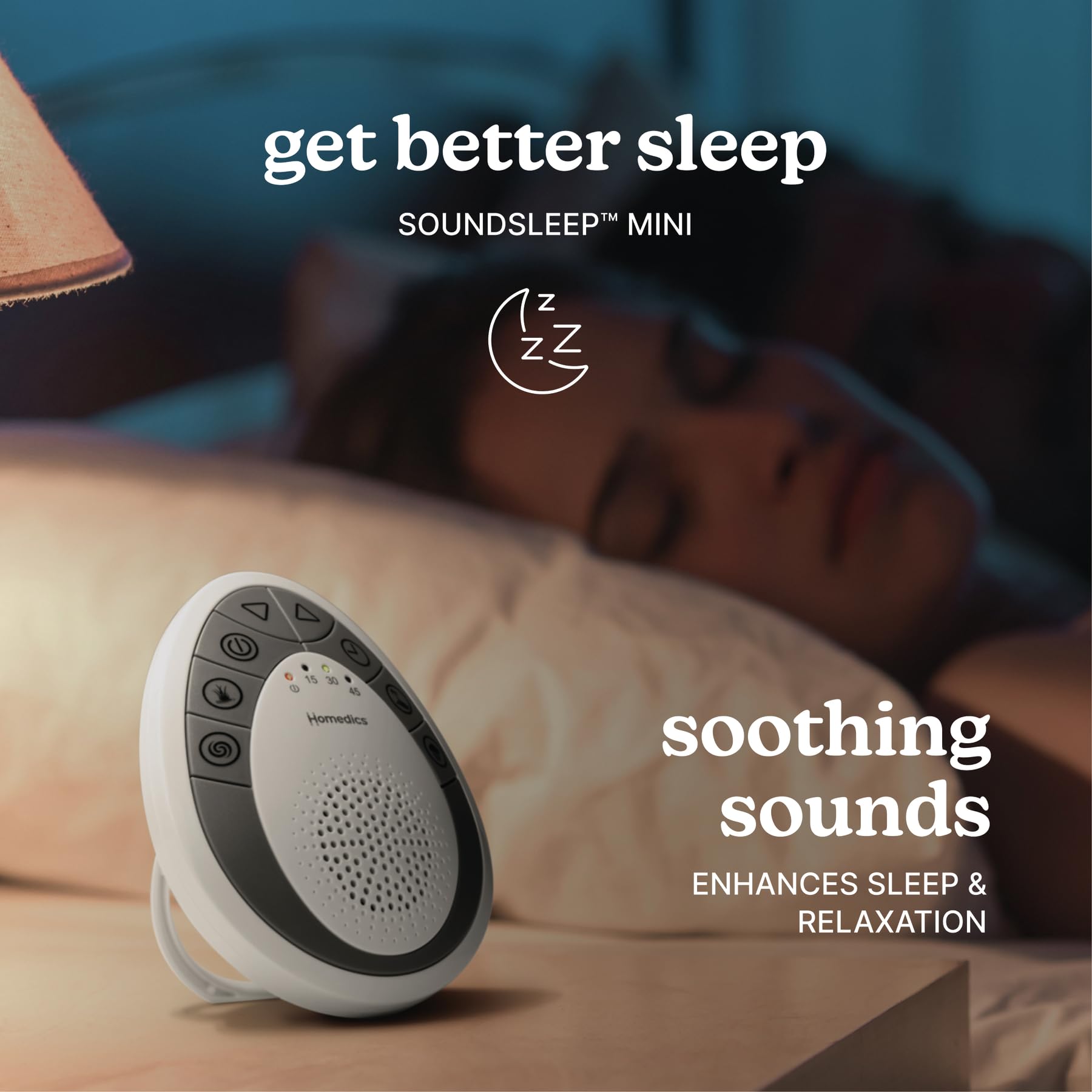 Homedics device with four sounds to customize your relaxation routine