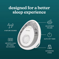 Homedics device close-up showing accessible volume control for ambience