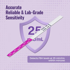 HOMEDSUN FSH test strip packaging highlighting 10-strip kit convenience.