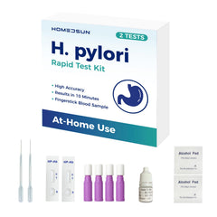 HOMEDSUN H. Pylori test kit packaging ready for quick home screening.