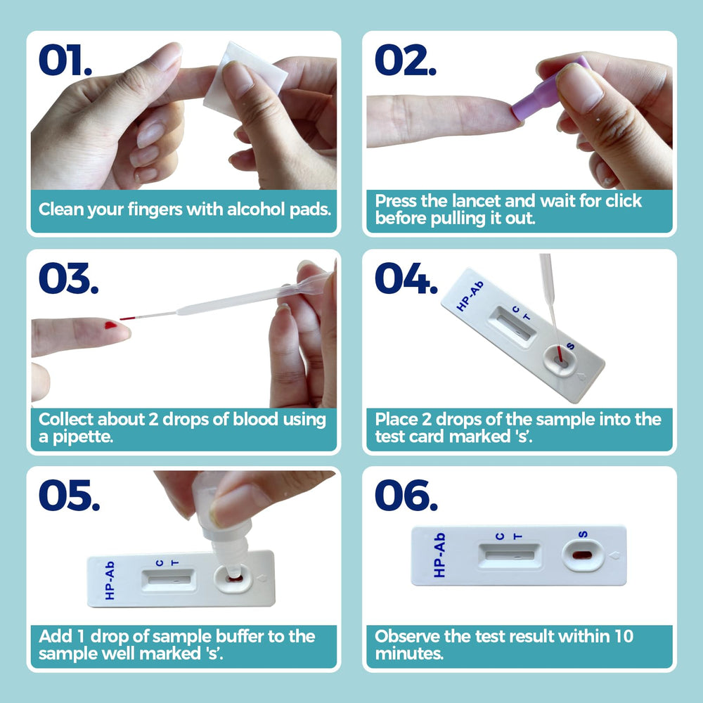 HOMEDSUN H. Pylori test strip displays rapid results at home.
