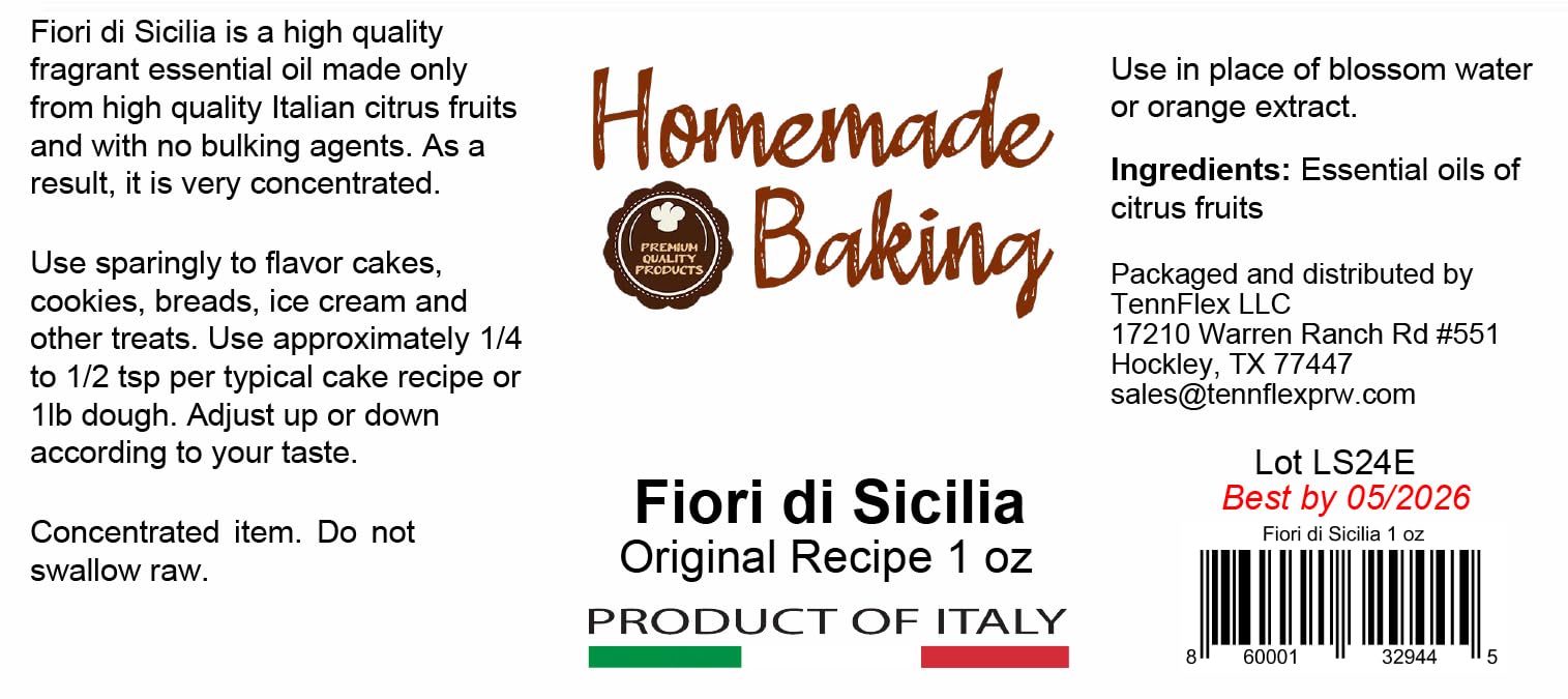 Italian citrus essential oil bottle by Homemade Baking enhances cookies and ice cream