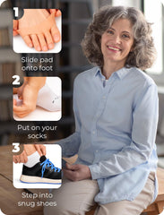 Homergy Metatarsal Foot Pads breathable gel highlight ventilation for cooler feet.