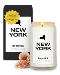 Homesick New York candle pour showing cozy autumn ambiance