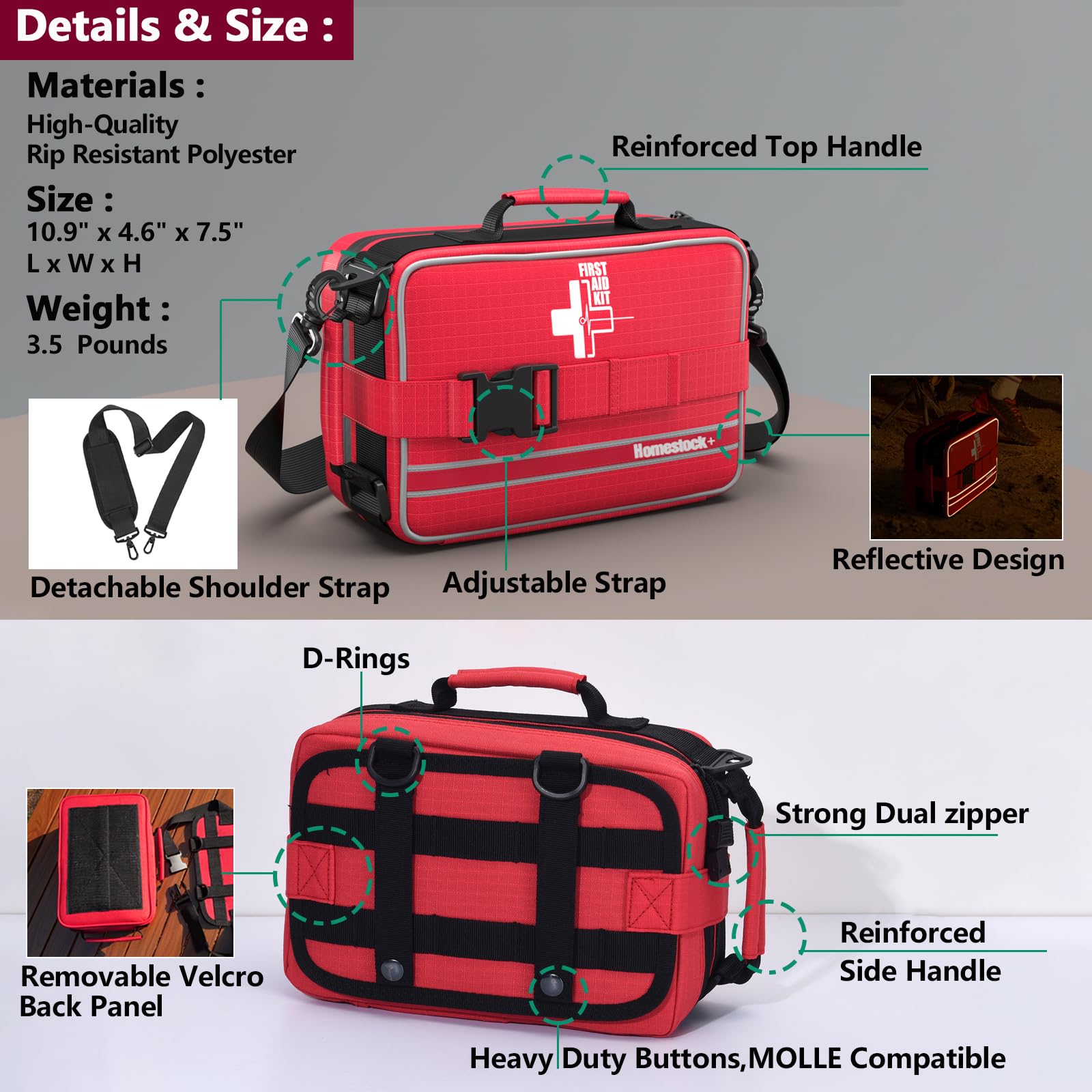 Homestockplus 600D ripstop polyester material for durability in harsh environments