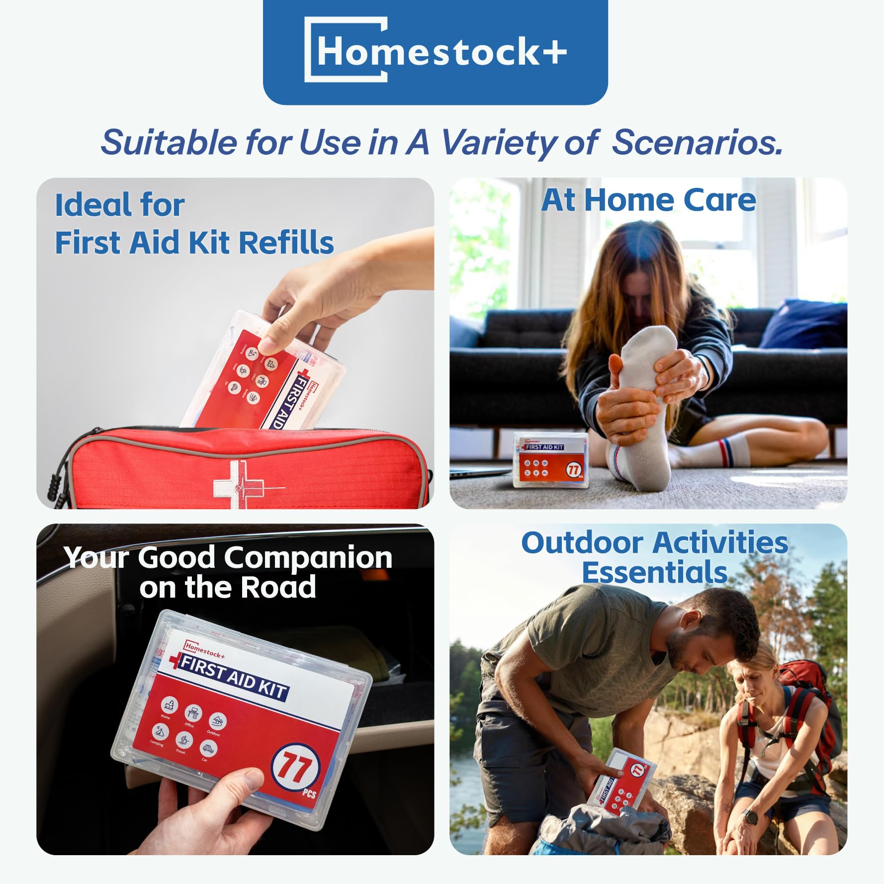 Homestockplus contenido de repuesto para botiquín, listo para uso diario