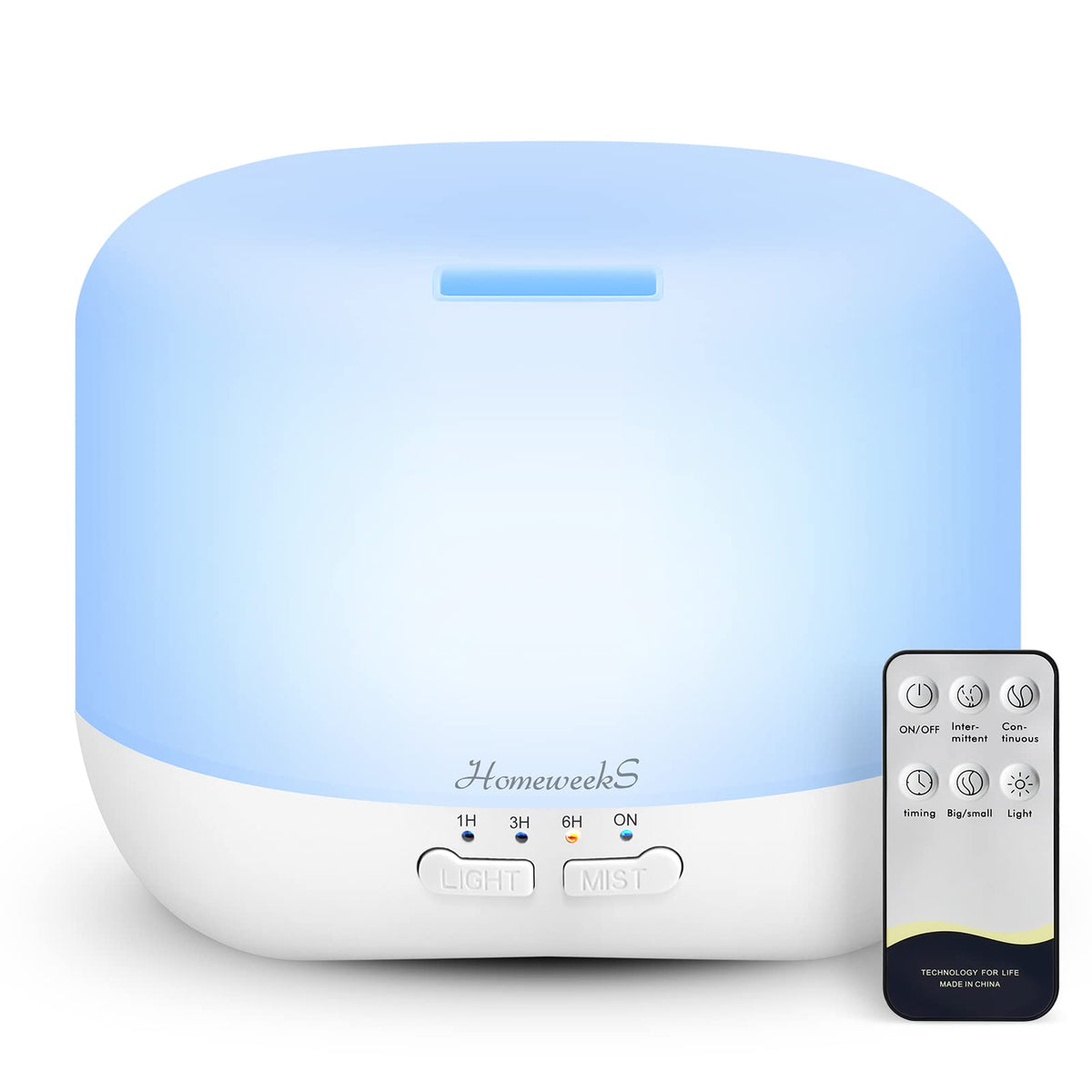 Homeweeks Aromatherapy Diffuser cap close-up showing compact design and 300ml capacity for bedside use.