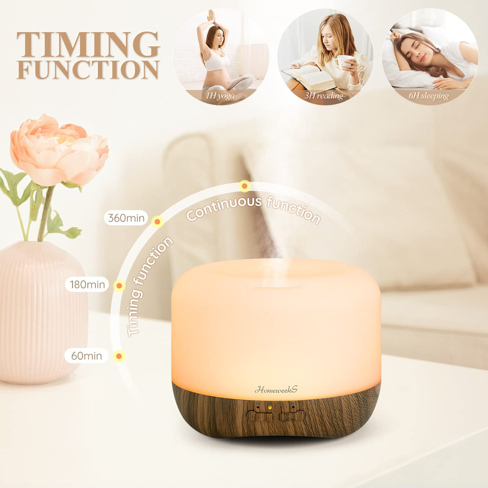 Homeweeks diffuser remote control enables easy adjustments from across the room.