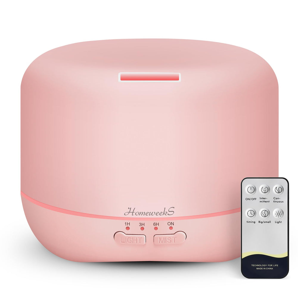 Homeweeks aromatherapy diffuser 500ml pink, ideal for creating ambient scent in large rooms.