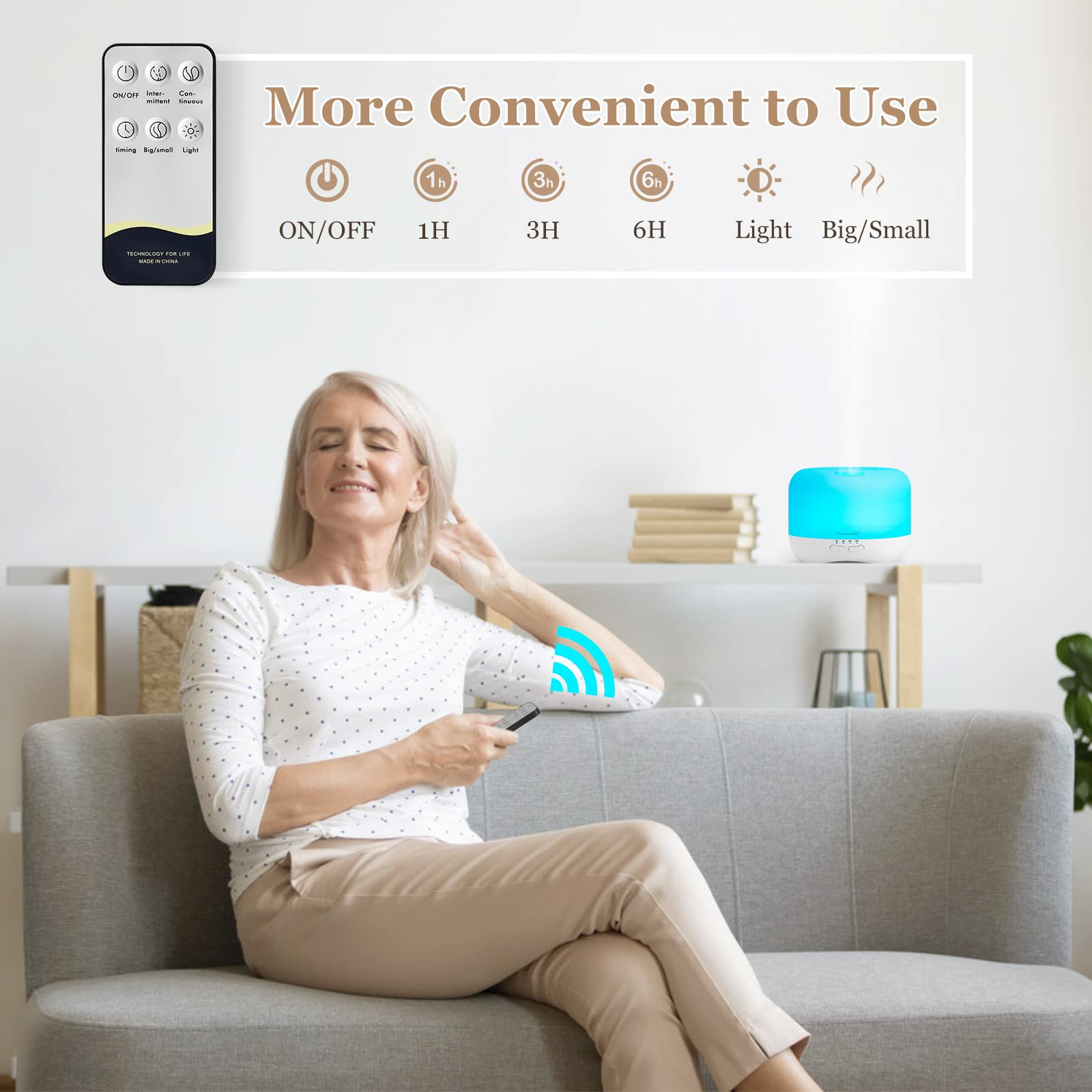 Homeweeks Aromatherapy Diffuser compact design fits desks and shelves.
