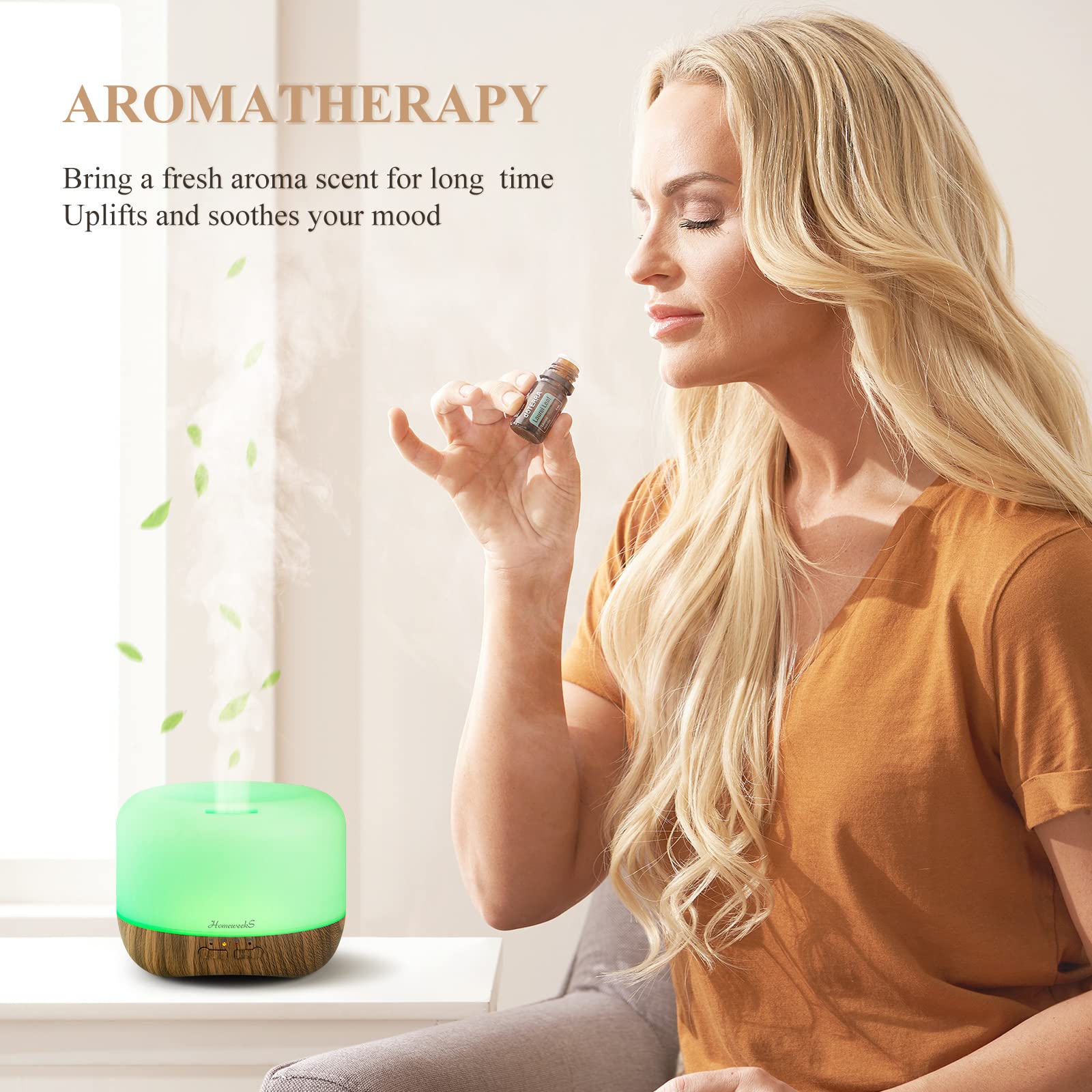 Homeweeks diffuser night light with eight colors creates a soothing glow.