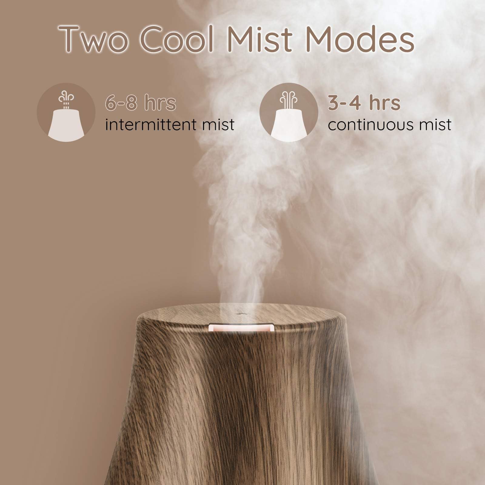 Homeweeks diffuser with seven-color LED lights for cozy glow.