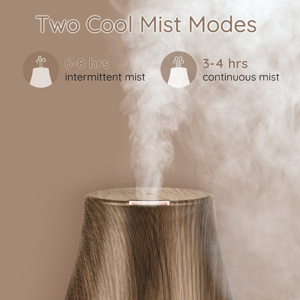 Homeweeks diffuser with seven-color LED lights for cozy glow.