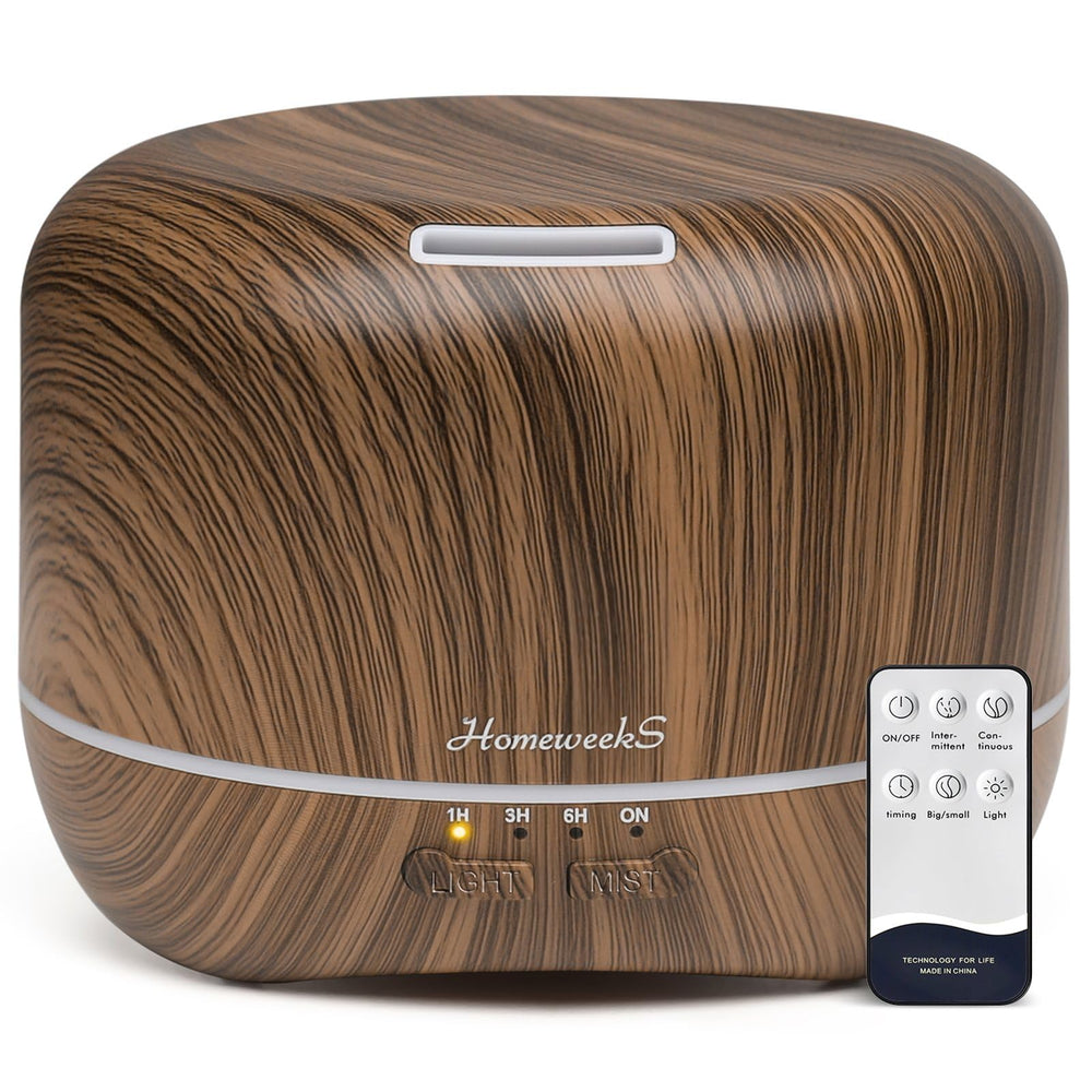 Homeweeks aromatherapy diffuser with wood finish and subtle mist for a calm space