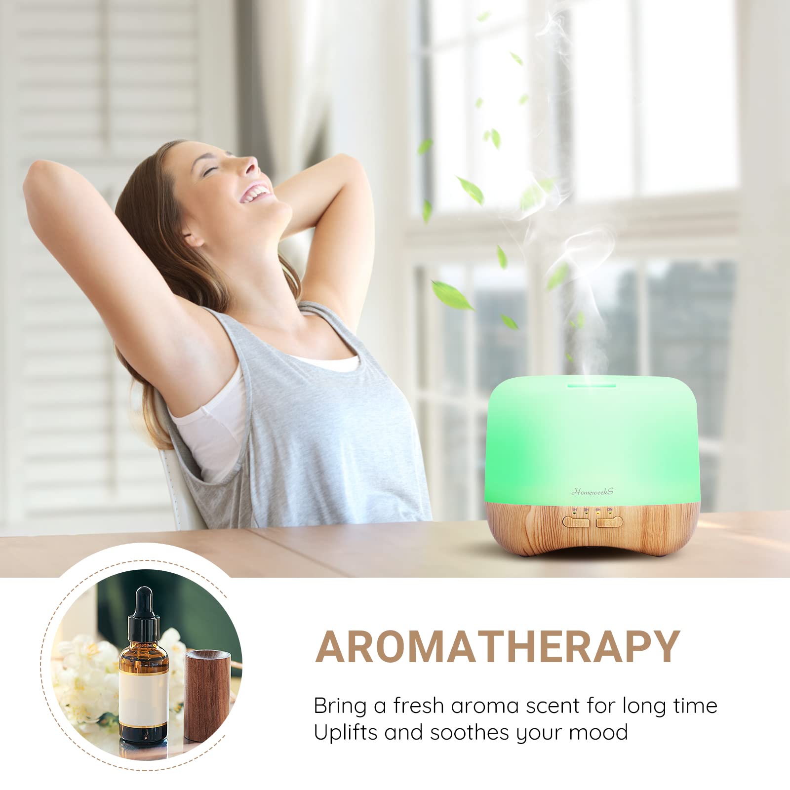Homeweeks seven-color night light adds ambiance while diffusing calming scents