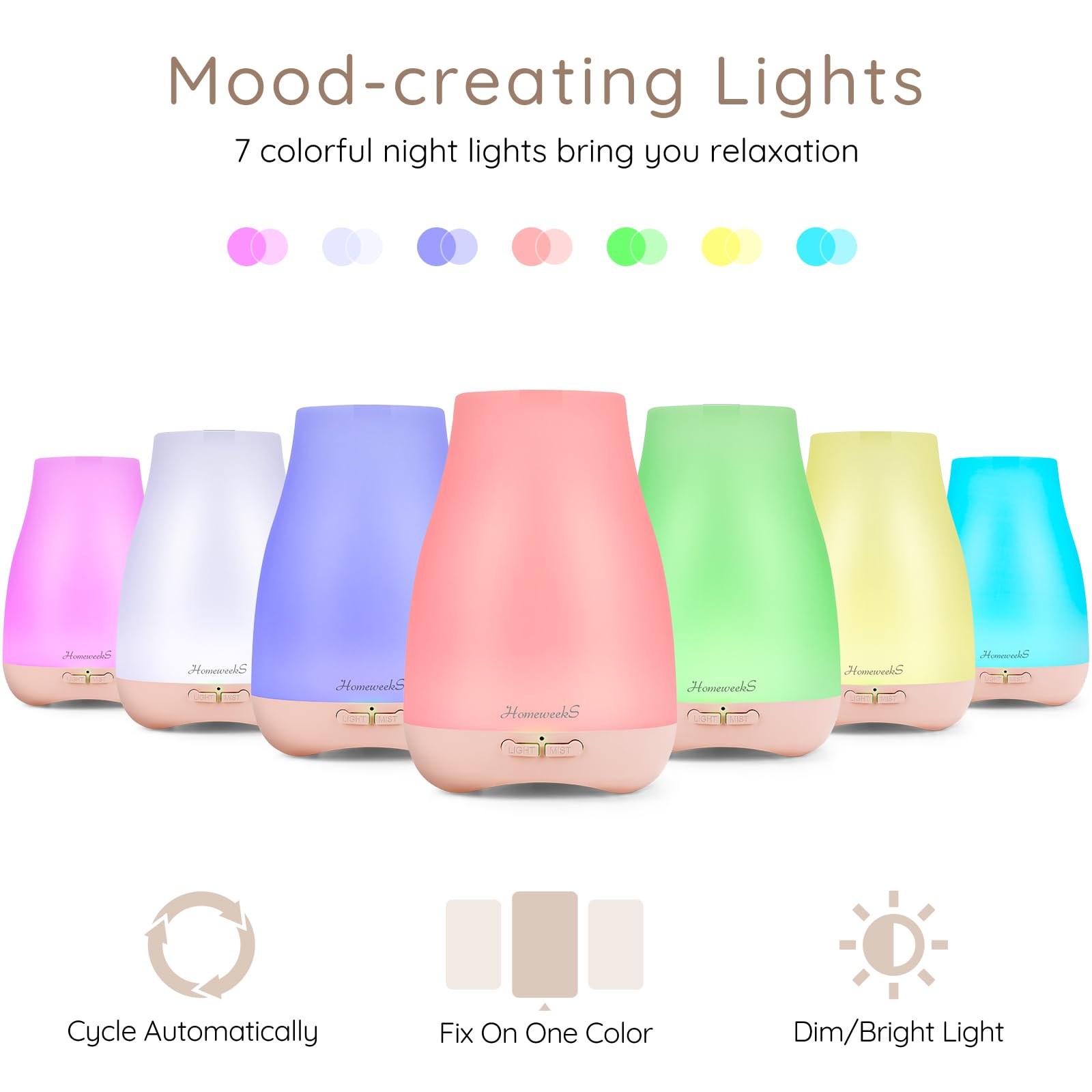 Adjustable mist modes on Homeweeks diffuser for versatile diffusion