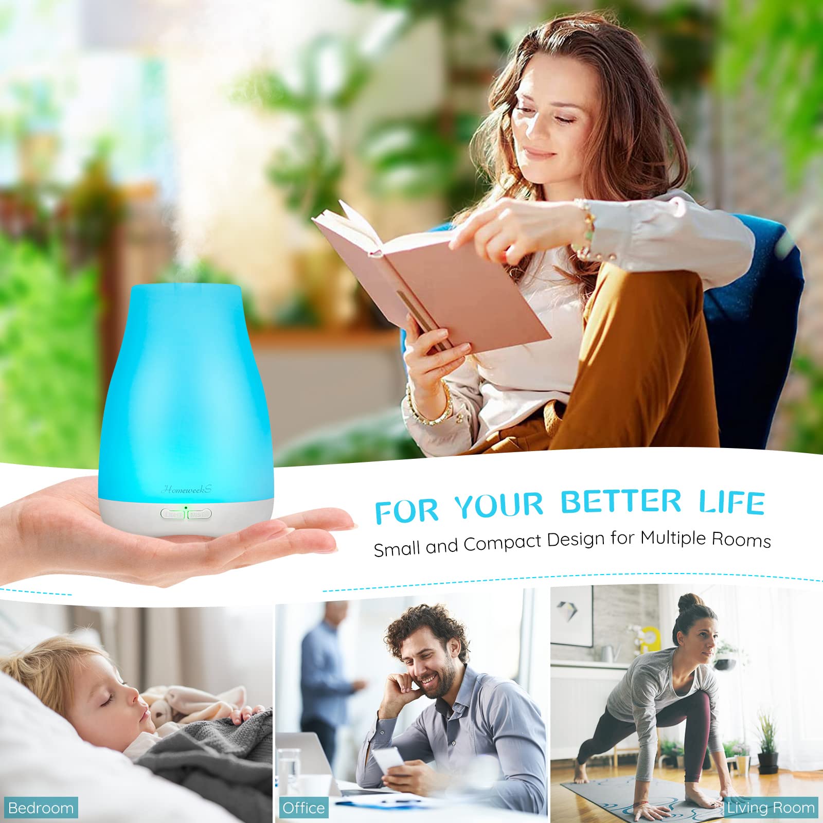 Homeweeks diffuser compact travel design for on‑the‑go use