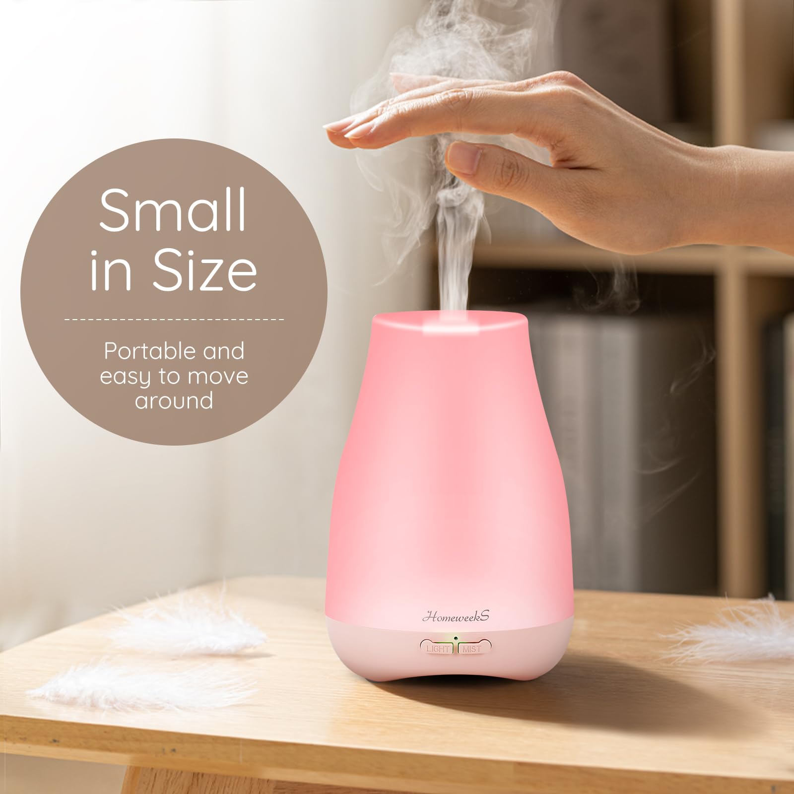 Essential oil diffusion from Homeweeks diffuser creating a pleasant fragrance