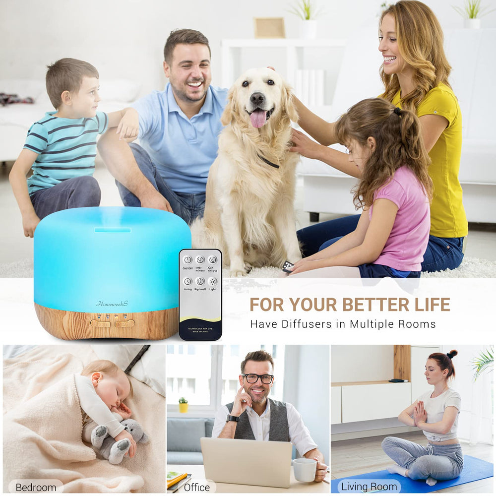 Homeweeks diffuser emitting gentle mist to relax the room atmosphere