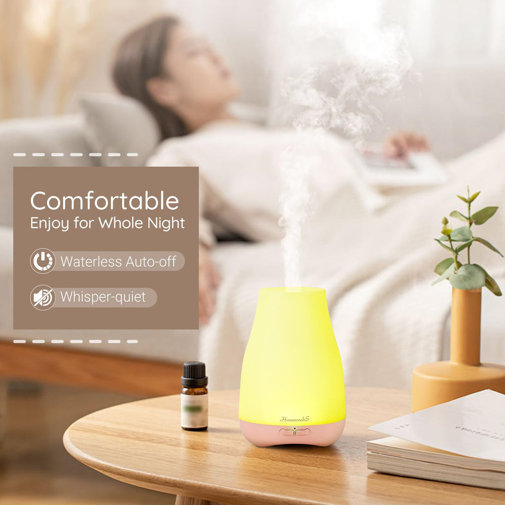 Colorful night-light option on Homeweeks diffuser for soft ambience