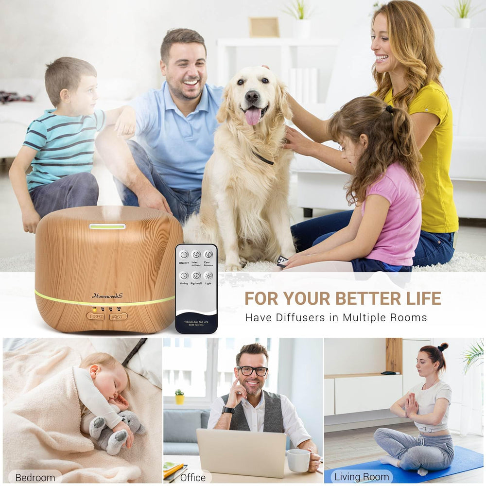 Homeweeks diffuser remote control for easy mist adjustment.