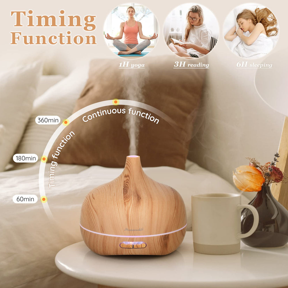 Homeweeks diffuser features waterless auto-off for safe use.