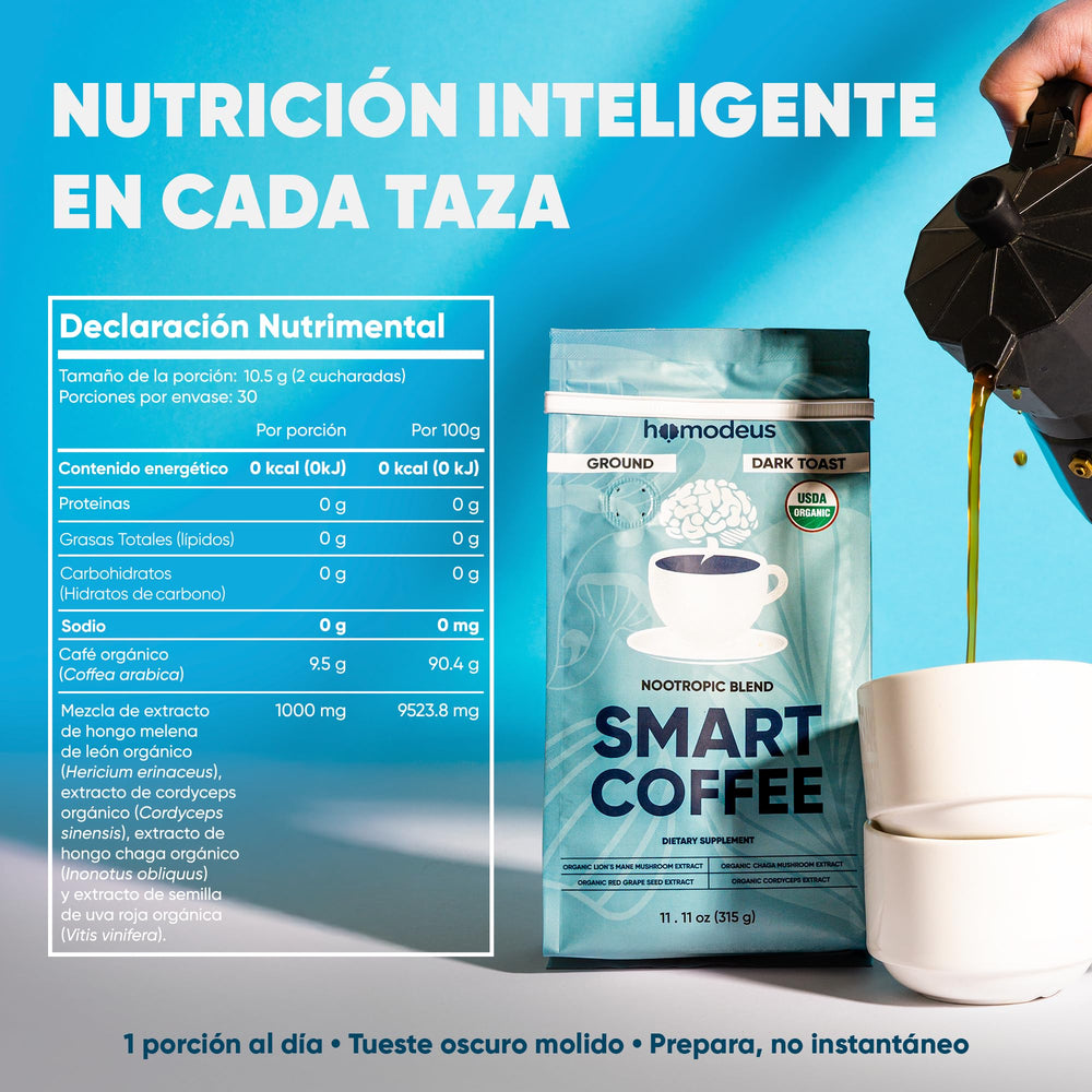 HOMODEUS mushroom coffee with Chaga and Cordyceps supporting daily stamina.