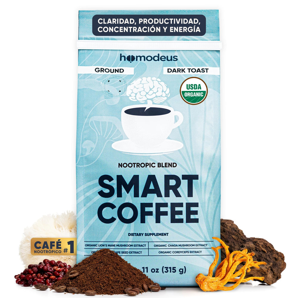 HOMODEUS organic mushroom coffee ground with Lions Mane for focused mornings.
