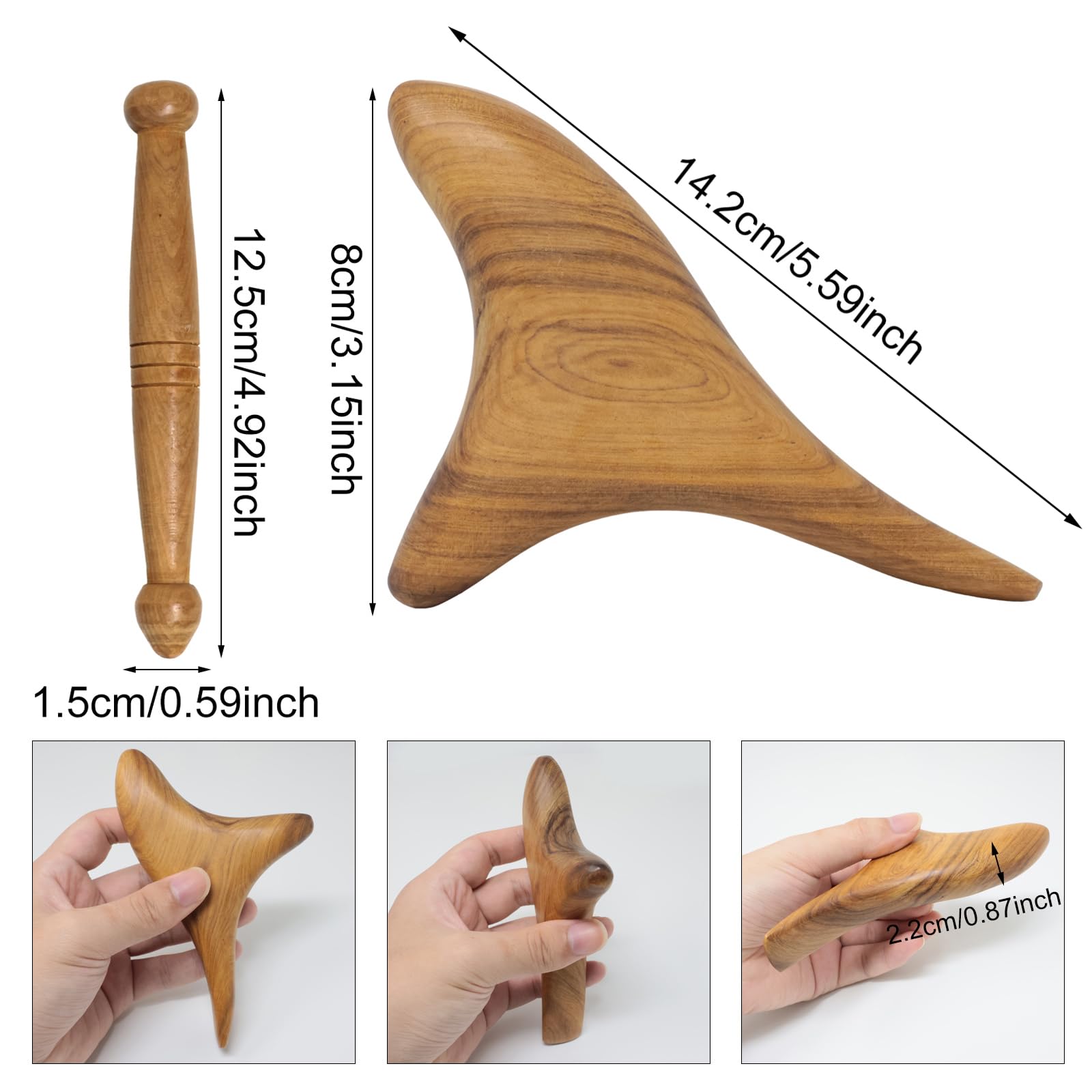 Honbay foot massage stick tool in camphor wood for daily reflexology benefits