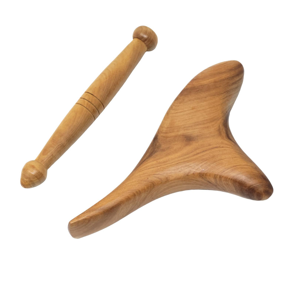Honbay triangle gua sha board on camphor wood for facial massage and soothing skin